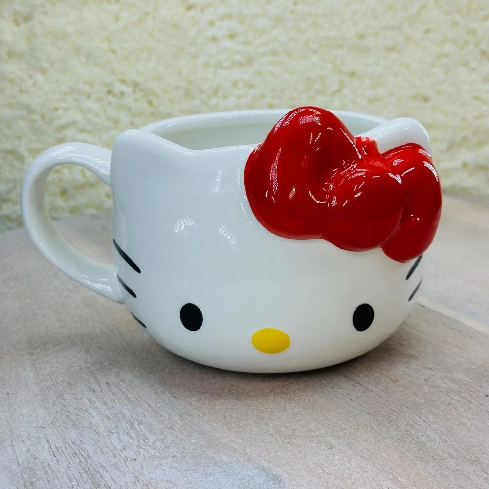 Hello Kitty 3D Sculpted Ceramic Mug Silver Buffalo Sanrio White Red SMGKTY2323 - Picture 15 of 15